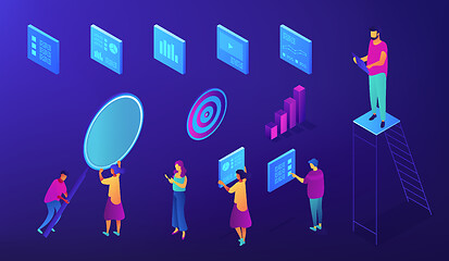 Image showing IT team SEO experts isometric set.