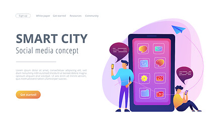 Image showing Smart city and social media landing page.