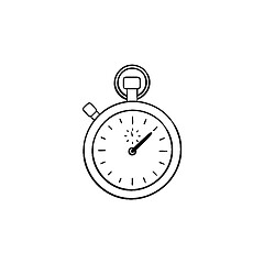 Image showing Stopwatch hand drawn outline doodle icon.