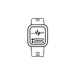 Image showing Smartwatch hand drawn outline doodle icon.