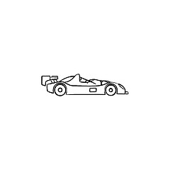 Image showing Race car hand drawn outline doodle icon.