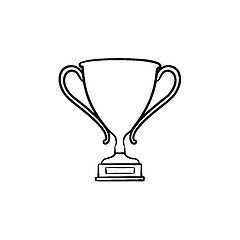 Image showing Trophy cup hand drawn outline doodle icon.