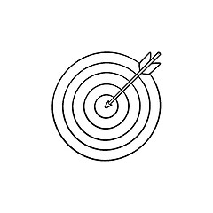 Image showing Target with arrow hand drawn outline doodle icon.