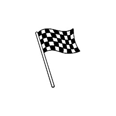 Image showing Racing checkered flag hand drawn outline doodle icon.