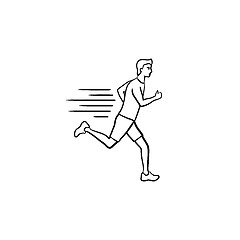 Image showing Running man hand drawn outline doodle icon.