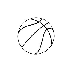 Image showing Basketball ball hand drawn outline doodle icon.