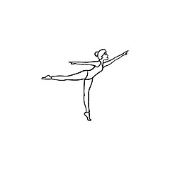 Image showing Woman dancing hand drawn outline doodle icon.