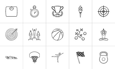 Image showing Sport and competition hand drawn outline doodle icon set.