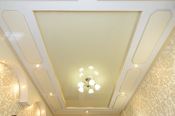 Image showing Beautiful original rich multi-level stretch ceiling in the interior of the room