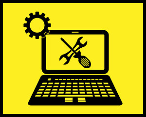 Image showing computer repair icon in black tone