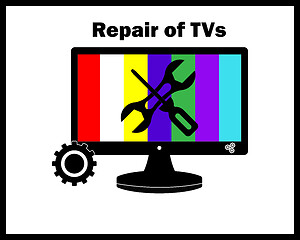 Image showing repair of television in black and color tones