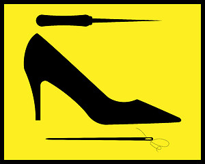 Image showing repair of women's shoes in black