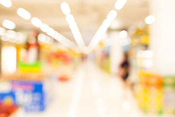 Image showing Blur image of aisle in supermarket with customers 