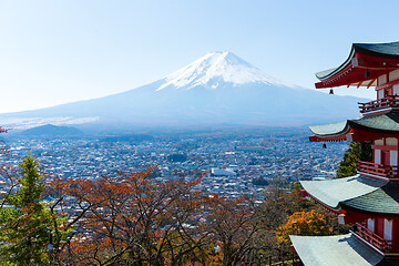 Image showing Mountain Fuji and Chureito Pagoda 