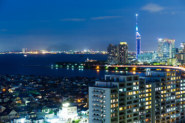 Image showing Fukuoka city at night