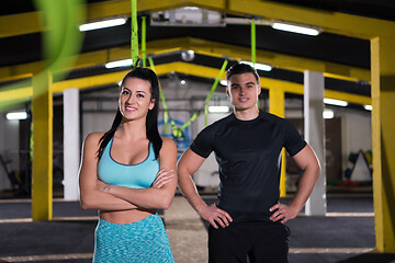Image showing portrait of athletes at cross fitness gym