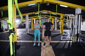 Image showing portrait of athletes at cross fitness gym