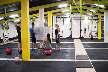 Image showing athletes getting instructions from trainer