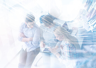 Image showing group of Business People Working With Tablet in startup office