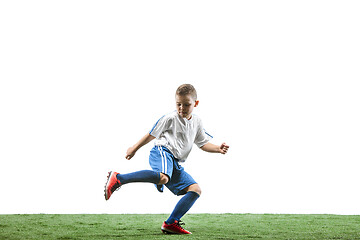 Image showing Young boy isolated on white. football player