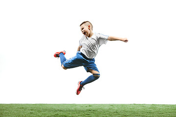 Image showing Young boy isolated on white. football player