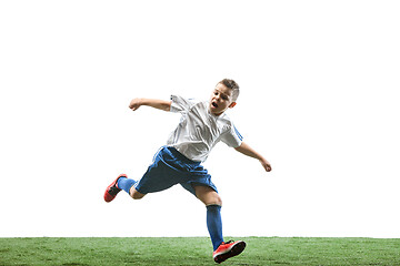 Image showing Young boy isolated on white. football player