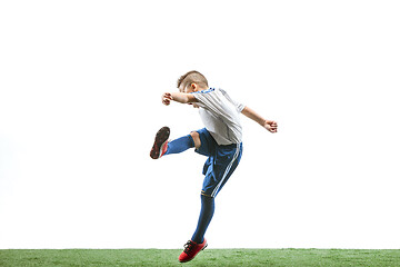 Image showing Young boy isolated on white. football player