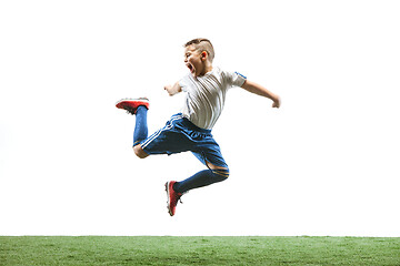 Image showing Young boy isolated on white. football player