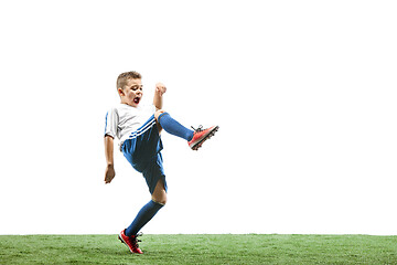 Image showing Young boy isolated on white. football player