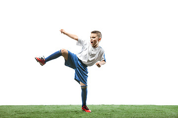 Image showing Young boy isolated on white. football player