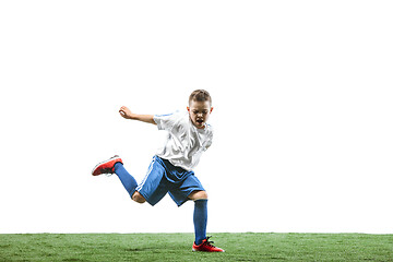 Image showing Young boy isolated on white. football player