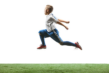 Image showing Young boy isolated on white. football player