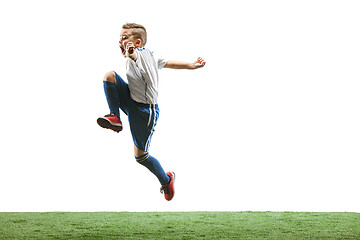 Image showing Young boy isolated on white. football player