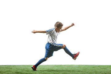 Image showing Young boy isolated on white. football player