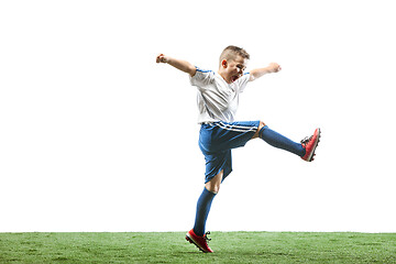 Image showing Young boy isolated on white. football player