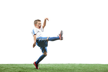 Image showing Young boy isolated on white. football player