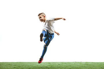Image showing Young boy isolated on white. football player