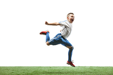 Image showing Young boy isolated on white. football player