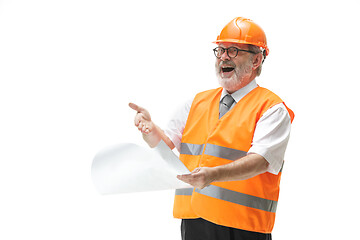 Image showing The builder in orange helmet isolated on white