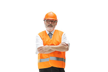 Image showing The builder in orange helmet isolated on white