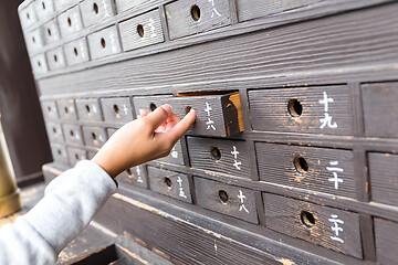 Image showing Finger taking out from drawer