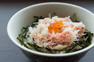 Image showing Crab rice in bowl