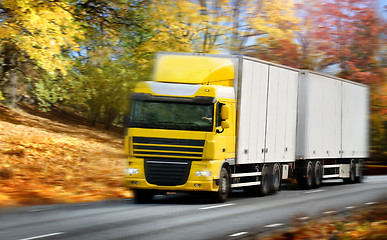 Image showing truck driving on country-road/motion