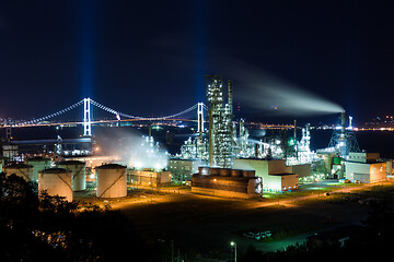 Image showing Industrial factory at night