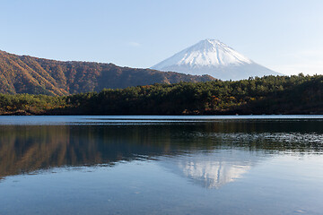 Image showing Mount Fuji and Lake saiko