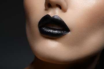 Image showing beautiful girl with black lips