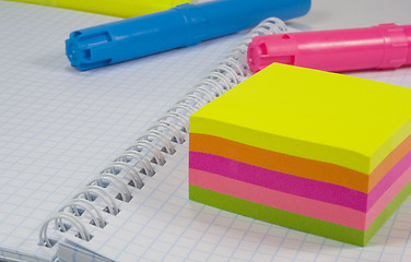 Image showing colored markers and notes