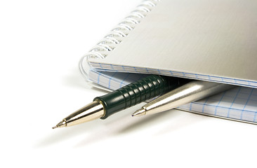 Image showing blank notebook and two pens