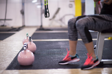 Image showing woman exercise with fitness kettlebell