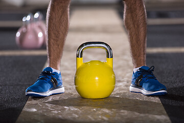 Image showing man exercise with fitness kettlebell